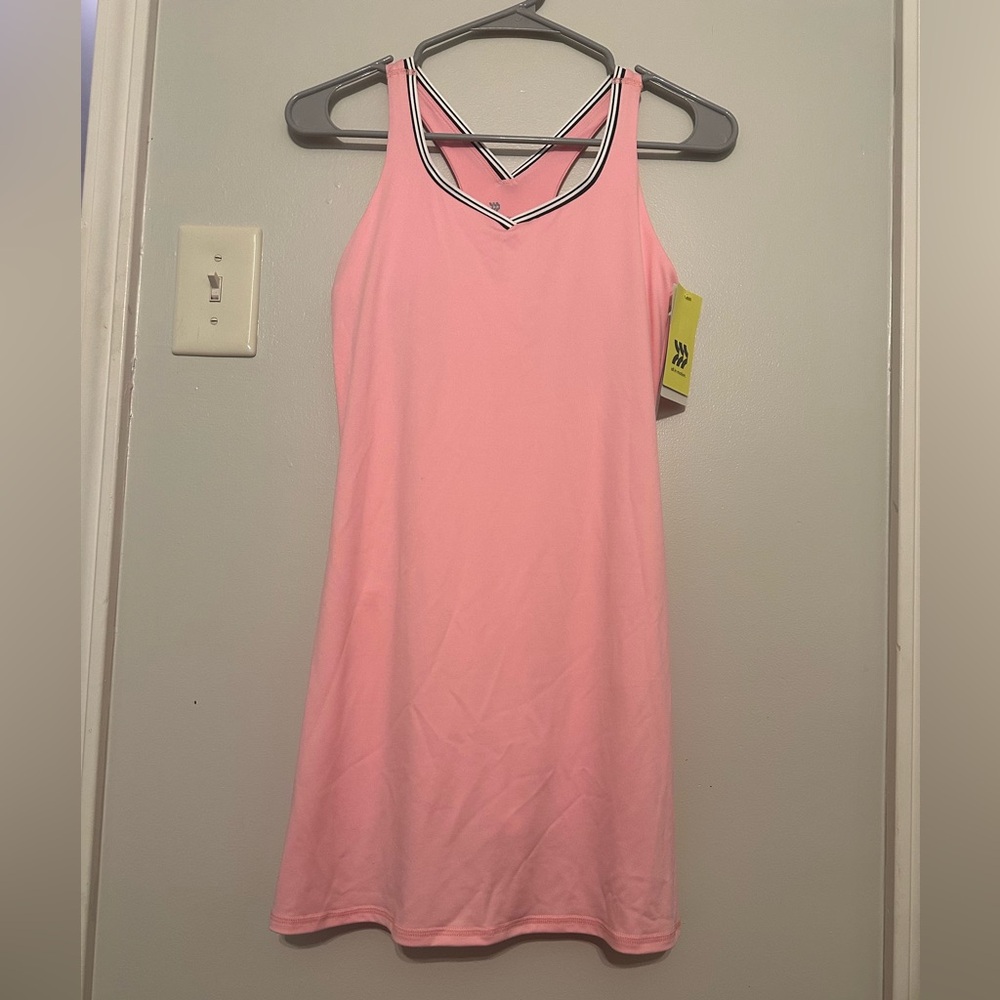 all in motion Pink Sleeveless Cross-Back Sleep Dress with Contrast Trim